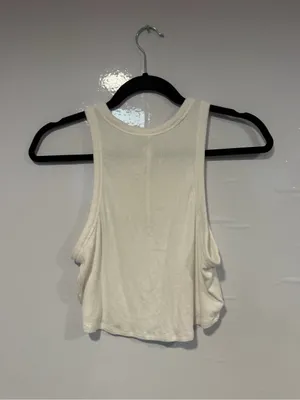 lululemon athletica White Ribbed Cropped Tank‎ thumbnail 4