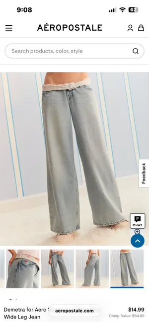 Aeropostale Demetra Super Low Rise Ultra Wide Leg Jeans thumbnail 4