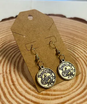 Gold Tone Scorpio Zodiac Charm Dangle Earrings Astrology Horoscope Jewelry NWT thumbnail 1