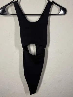 For Love & Lemons Keyhole Cutout Front Ribbed Bodysuit Sz XS thumbnail 2