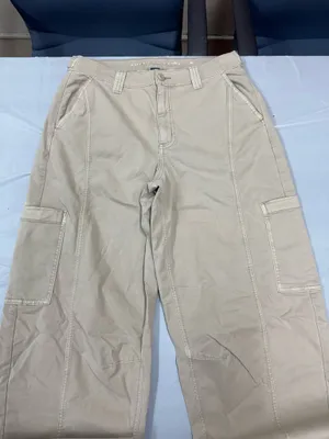 American Eagle Stretch Khaki Barrel Cargo Pants Size 6 Long thumbnail 2