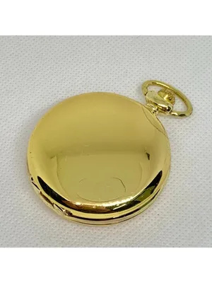 Joy & iman gold tone pocket watch black dial quartz analog 46mm running thumbnail 3