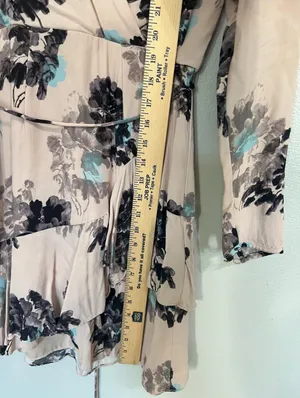 Reiss Anja Floral Ruffle Wrap Mini Dress Pink/Blue Size US 0 / UK 4 - Women's thumbnail 12
