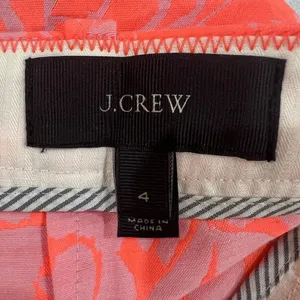 J. Crew Neon‎ Orange Floral Print Mini Shorts Size 4 Style A6066 High Rise thumbnail 4