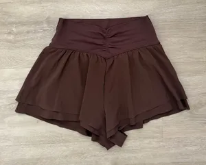 OFFLINE By Aerie Real Me Crossover Flowy Short in rich brown thumbnail 1