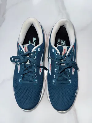 Brooks Navy Athletic Running Shoes with White and Red Accents thumbnail 2