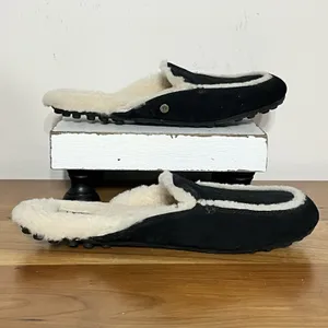 UGG Lane Slip On Shearling Slippers Loafers Black Shoes Women's Size 6‎ thumbnail 2