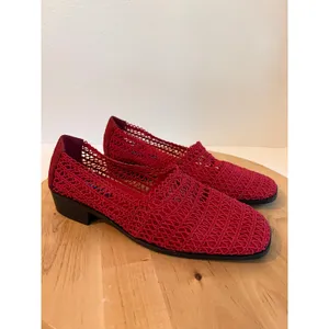 Karen Scott Vintage 90s Red Woven Stretchy Slip on Flats Shoe Size 7.5 thumbnail 2