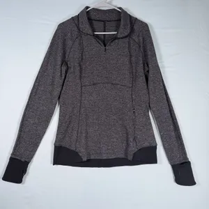 Lululemon Size-12 Womens Runderful Black Heather 1/2 Zip Pullover‎ Sweater thumbnail 1