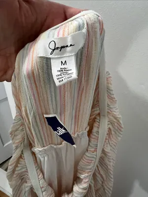 Japna Off-Shoulder Stripe Jumpsuit in Pastel Multi thumbnail 8
