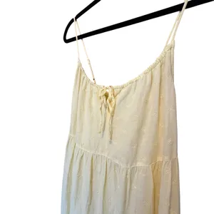 Old Navy Tiered Floral Embroidered Maxi‎ Tank Dress Medium Butter Yellow Granola Fairy thumbnail 2
