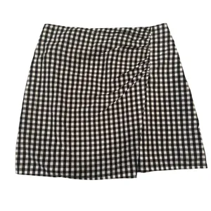 Hollister Poplin Gingham Mini Skirt Women's Medium Black White Checks‎ Preppy thumbnail 5