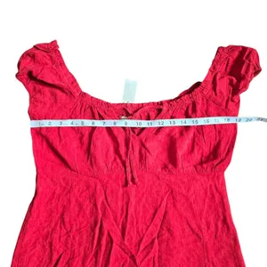 Aeropostale‎ NWT Tie-Neck Empire Dress Red Linen Blend Women's XL thumbnail 8