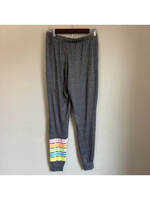 C&C California Heather Gray Palm Tree Rainbow Tie-Dye Joggers Pants Size M NWT thumbnail 3