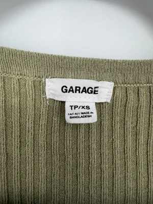 Garage Colorblock‎ Ribbed Crop Top Sage Green Cream XS Y2K thumbnail 3