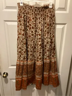 Faherty Rust Floral Tiered Maxi Skirt thumbnail 3