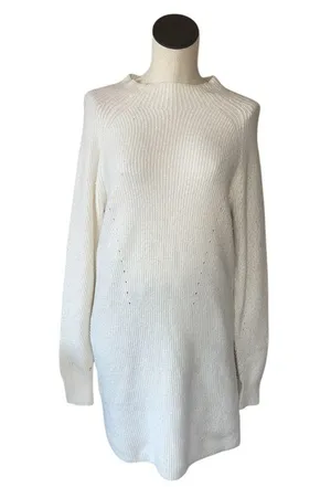 NWOT Abercrombie & Fitch Mock Neck Sweater Knit Dress L Large White thumbnail 3