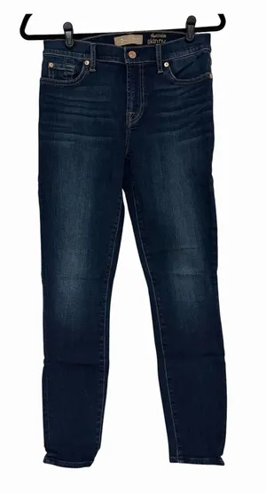 7 For All Mankind Ankle Skinny Stretch Denim Jeans Blue Button Zip Logo Bair 28 thumbnail 1