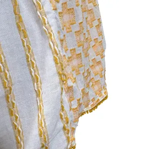 Pilcro and the Letterpress by Anthropologie White Yellow Embroidered Babydoll Top Bohemian Medium thumbnail 5