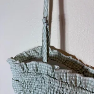 Princess Polly Gingham Crop Top Ruffle Trim Tie Front Green White‎ Size US 10 thumbnail 9
