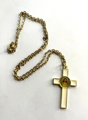 Vintage Gold-Tone Jesus Cross Pendant Necklace thumbnail 1