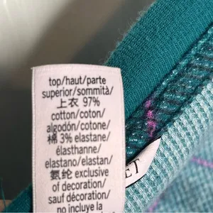 Victoria’s Secret Sz XL Long Pajama Set Teal Purple Black Argyle Plaid thumbnail 9