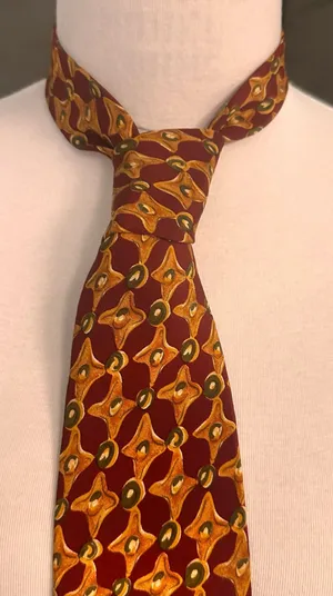Ralph Lauren Chaps Silk Tie Vintage Geometrics Burgundy Multicolor Necktie thumbnail 1