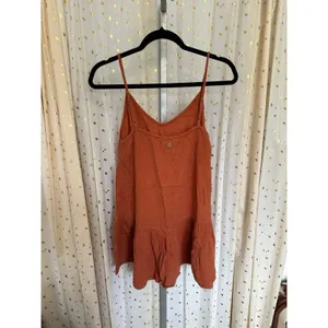 Rip Curl Juniors Rust 100% Cotton Crinkle Gauze Spaghetti Strap Dress XS thumbnail 2