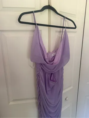 Petal & Pup Purple Lavender Ruched Chiffon Cut Out Midi Dress Wedding Guest XL thumbnail 4