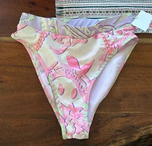 River Island Swim‎ Bikini Bottom Lilac Paisley Print Pink Pattern NWT US Size 4 thumbnail 1