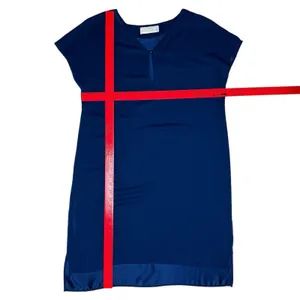 Amanda Uprichard M 100% Liquid Silk‎ Shift Dress Blue Career Office Made In USA thumbnail 9