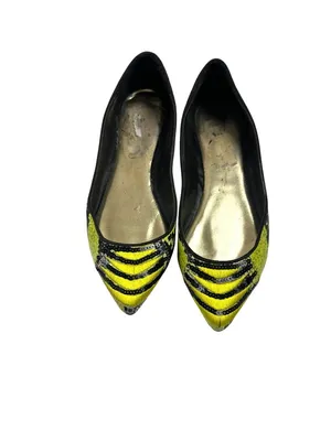Embroidered Womens Size 6.5 Snake Ballet Casual Flats Green & Black thumbnail 5