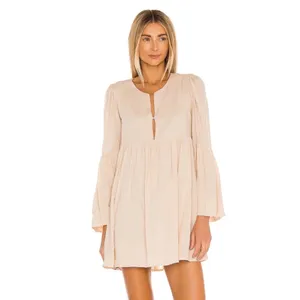 Revolve Indah Minta Solid Seamless Babydoll Mini Dress in Doe Natural S/M thumbnail 3