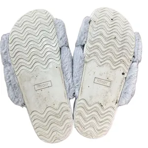Fitory Slippers Womens Size 7 Gray Cross Band Plush Slip On Slides Cozy‎ Casual thumbnail 9