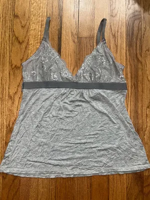 Nicole Miller Lace-Trim Gray Bralette Camisole thumbnail 1