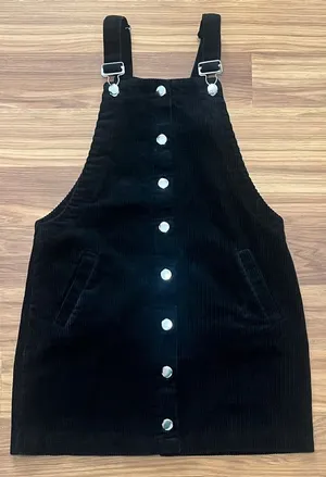 Mi Ami black corduroy overall dress with pockets Size XS thumbnail 1
