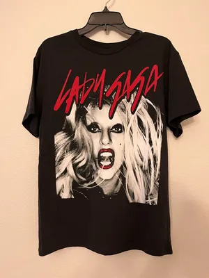 NWT Lady Gaga Graphic Tee Black Band Shirt Size M Pop Music Merch thumbnail 1