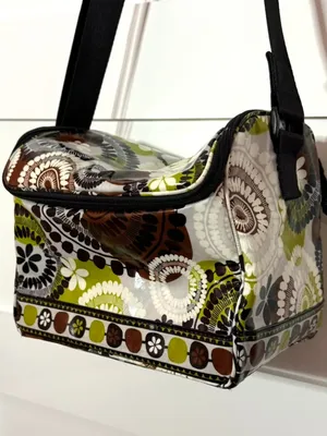 Vera Bradley Insulated Lunch Bag Cooler Tote Vintage Cocoa Moss Pattern thumbnail 1
