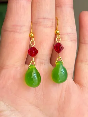 Handmade quality Czech glass beads retro fairy whimsy dangle earrings🌿❤️ thumbnail 4