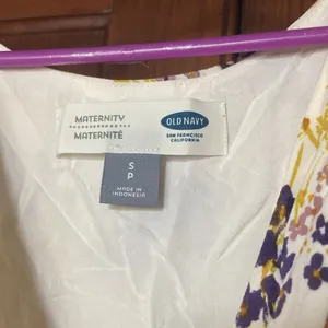 Old Navy Maternity V-neck Sleeveless Yellow Purple Floral Maxi Dress Size S thumbnail 3
