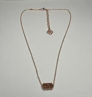 Kendra Scott Mabel Rose Gold Tone & Druzy Necklace Adjustable Length 15 - 17 In thumbnail 1