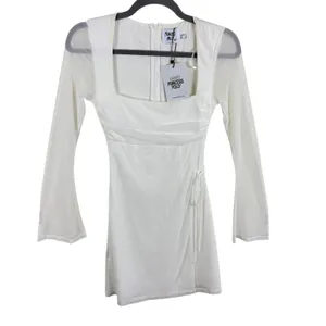 Princess Polly NWT Martinez White Mesh Long Sleeve Mini Dress Square Neck Size 0 thumbnail 5