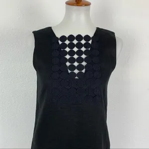 Another Place Black Sleeveless Shift Dress Boho Cutout Front Detail‎ Small Linen thumbnail 2