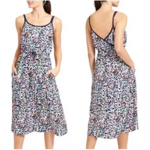 Athleta easy breezy sunbeam midi Dress Women L Multicolor Abstract casual Travel thumbnail 2