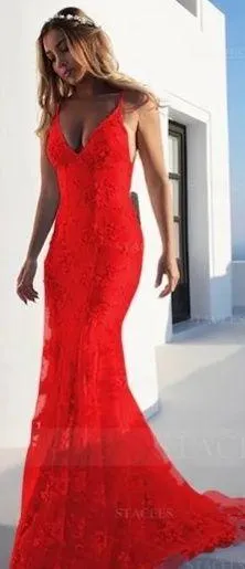 Stacees Red Prom Dress thumbnail 1
