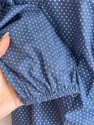 PAIGE Aeldra Wrap Top Blue White Dot Print Long Sleeve Blouse Size M thumbnail 4