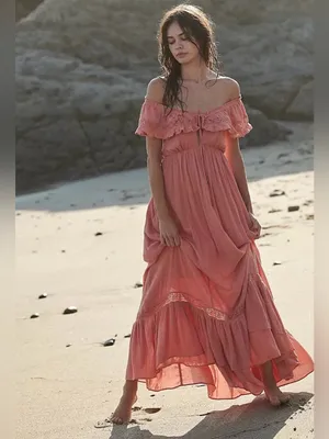 New FREE PEOPLE Moonlight Ocean Maxi in Burnt Coral Size L thumbnail 5