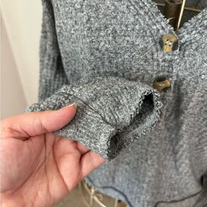 American Eagle Soft & Sexy Plush Henley Crop Top Gray Size XS/S thumbnail 2