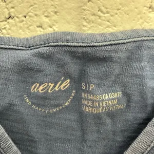 Aerie Womens Small Blue Cropped Tank Top Square Neck Seam Detail Camisole S thumbnail 2