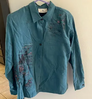 FINAL MARKDOWN Erin London ultra suede blouse large thumbnail 1